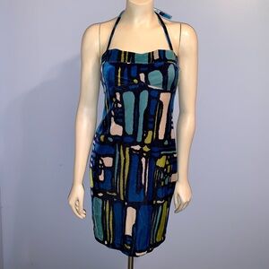Authentic Vintage ‘90s Anna Sui Velvet-like Halter Dress, Size Small.